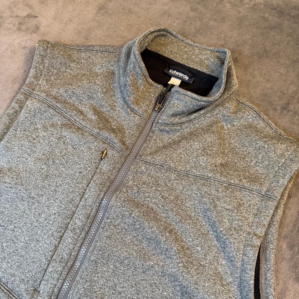Edwards 3447-968 Full Zip Vest Mens Large Gray Heathered Fleece Lined